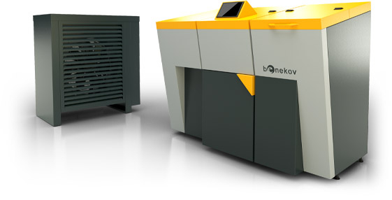 Hybridní tepelné čerpadlo Hotjet H25/10 s peletovým kotlem